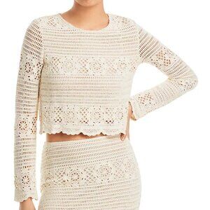 NWT AQUA Scallop Crochet Crop Top Small Bohemian